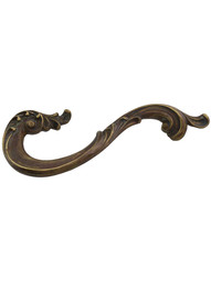 French Court Left-Hand Drawer Pull - 3 1/2 inch Center-to-Center in Monticello Brass.